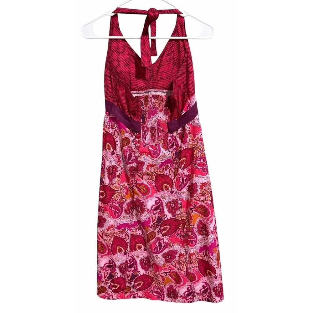 Athleta Pack Everywhere‎ Halter Travel Athletic Dress Red Pink Paisley Size 10